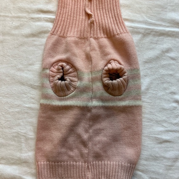 Pet cowl neck sweater pink and white for small to medium dog - Picture 4 of 4